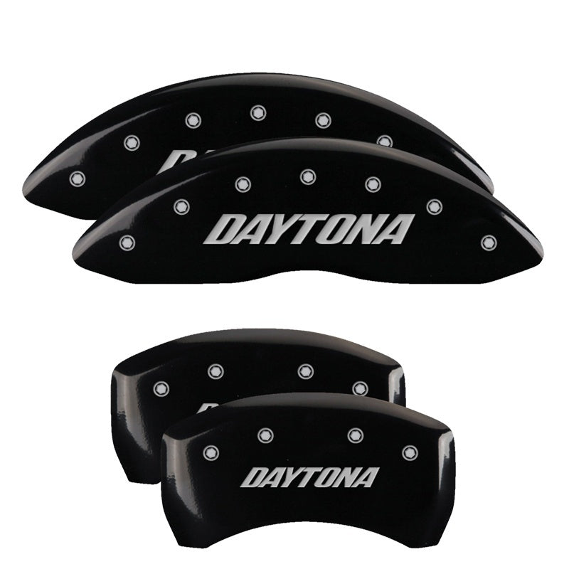 MGP 4 Caliper Covers Engraved Front & Rear Daytona Black finish silver ch