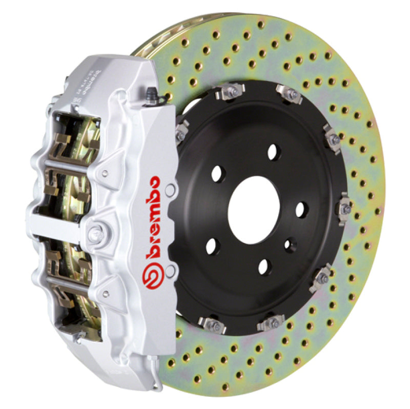 Brembo 08-16 R8 4.2/5.2 (CC Brake Eqpt) Fr GT BBK 6Pis Cast 380x34 2pc Rotor Drilled-Silver