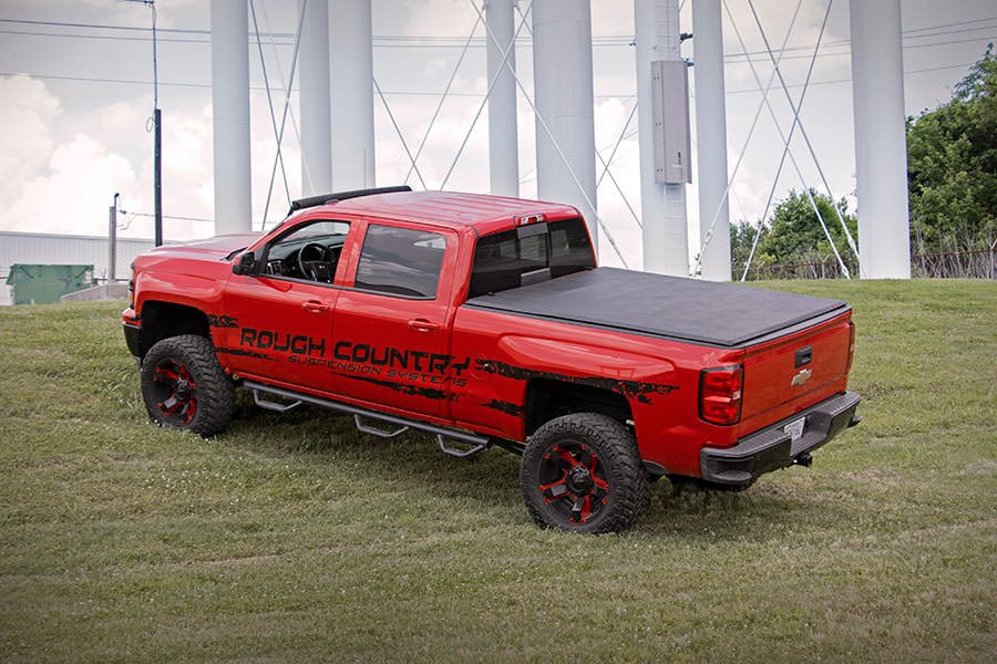 Rough Country Tri-Fold Soft Tonneau Cover for Silverado Sierra 2500HD 3500HD (6'7" Bed)