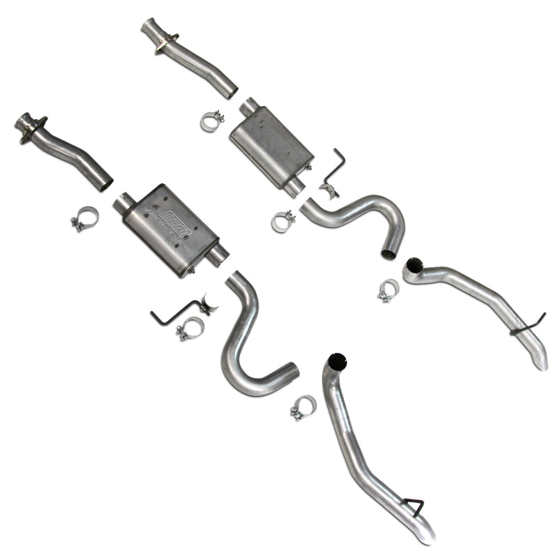 BBK 87-93 Mustang GT Cat Back Kit Varitune Mufflers - Aluminized turn downs