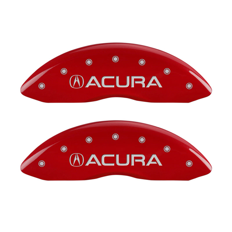 MGP 4 Caliper Covers Engraved Front & Rear Acura Red Finish Silver Char 2017 Acura RDX