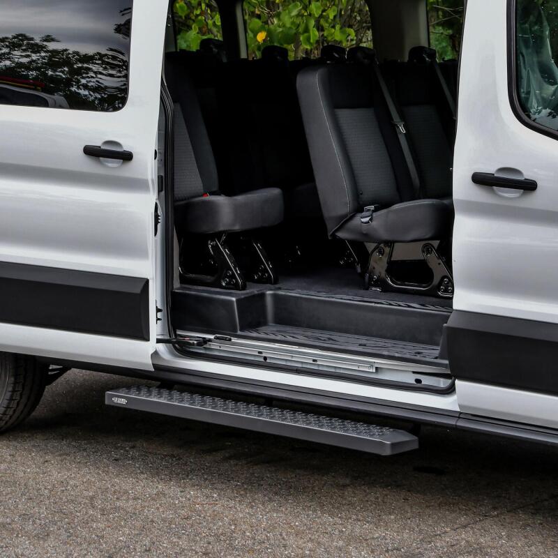 Westin Ford Transit Van 150/250/350 (Single 54in Pass Door) Grate Steps Running Boards - Tex. Blk