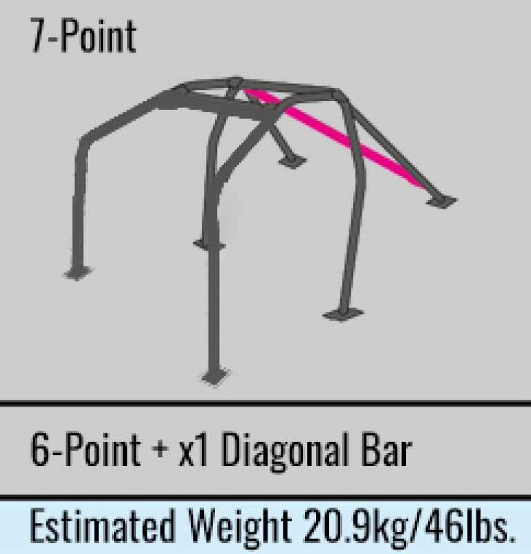 Cusco D1 Chromoly 2-Pssgr 7-PT Dash / Around-Through Blue Roll Cage 90-97 Mazda Miata