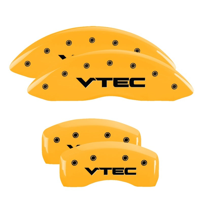 MGP 4 Caliper Covers Engraved Front & Rear Vtech Yellow Finish Black Char 2008 Acura TL