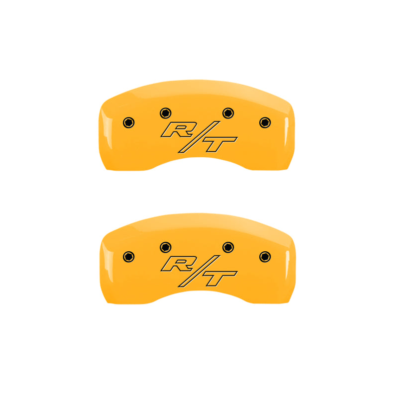 MGP 4 Caliper Covers Engraved Front & Rear Vintage Style/RT Yellow finish black ch