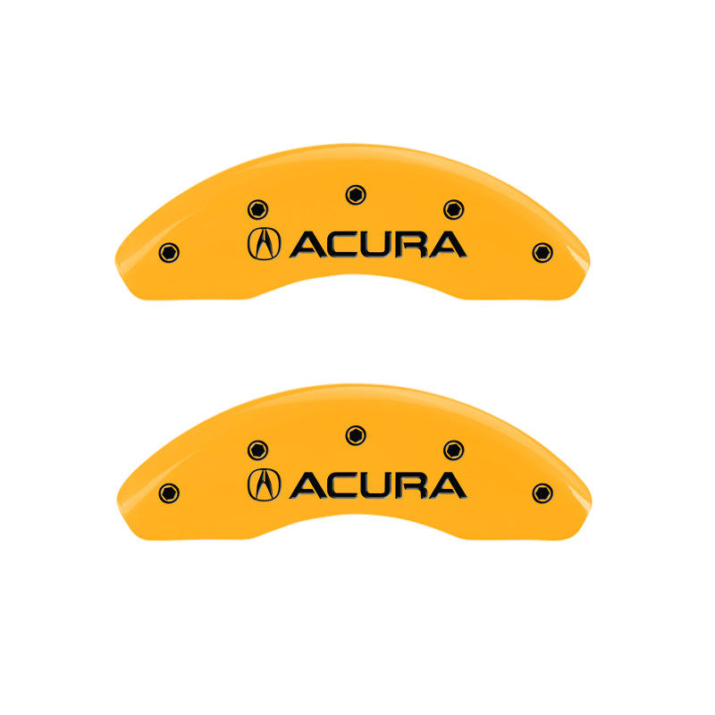 MGP 4 Caliper Covers Engraved Front & Rear Acura Yellow finish black ch