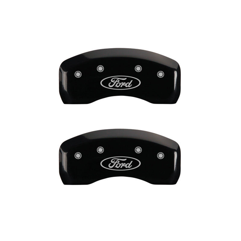 MGP 4 Caliper Covers Engraved Front & Rear Oval logo/Ford Black finish silver ch