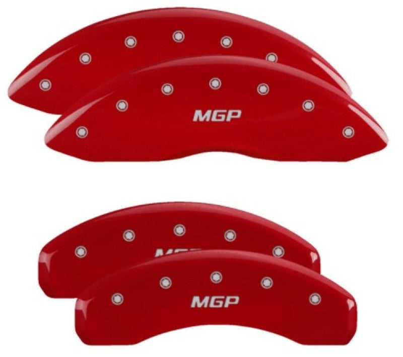 MGP 4 Caliper Covers Engraved Front & Rear MGP Red Finish Silver Char 2019 Nissan Armada