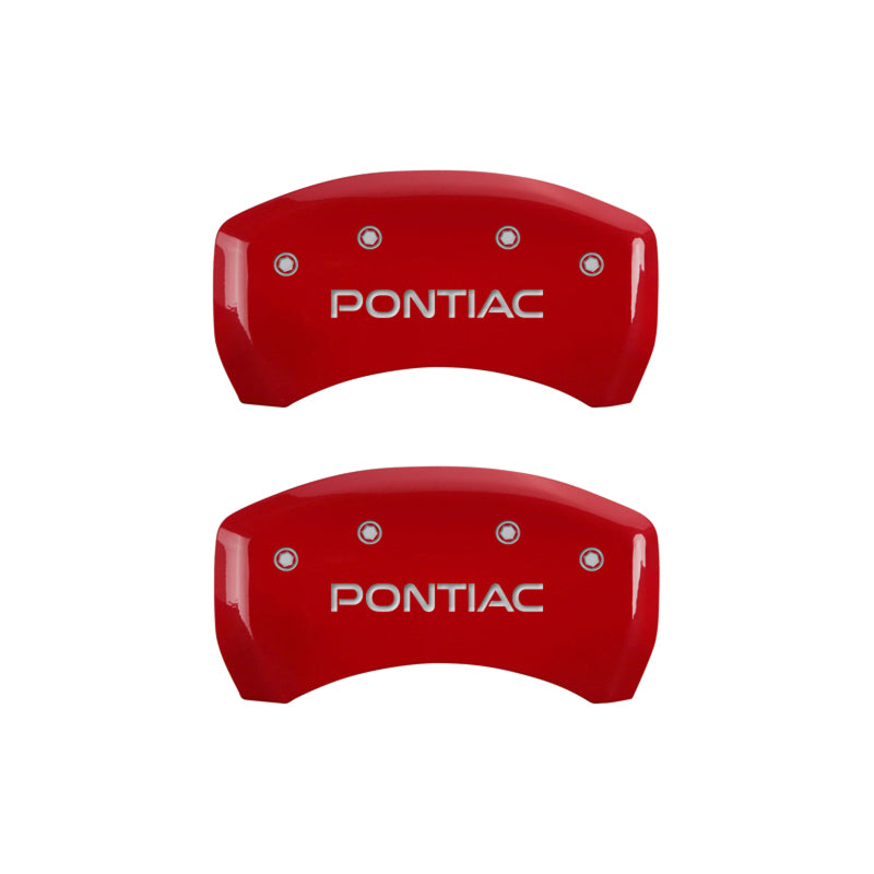 MGP 4 Caliper Covers Engraved Front & Rear Pontiac Red Finish Silver Char 2008 Pontiac G8