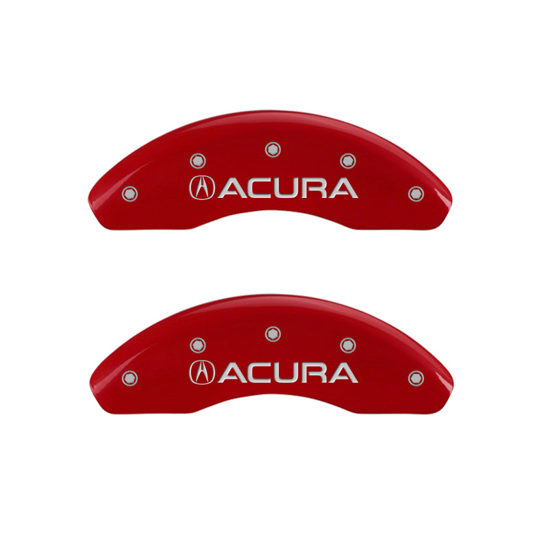 MGP 4 Caliper Covers Engraved Front Acura Engraved Rear RDX Red finish silver ch