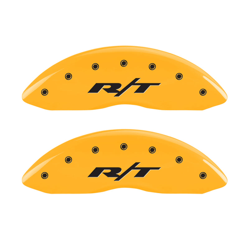 MGP 4 Caliper Covers Engraved Front & Rear RT Yellow finish black ch