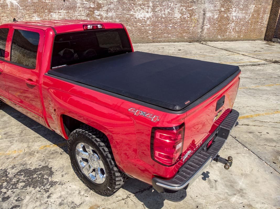 Rough Country 41214650 Tri-Fold Soft Tonneau Cover for 2014-2018 Silverado Sierra 1500 (6'7" Bed)