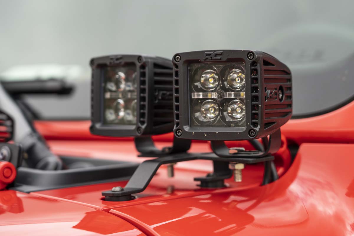 LED Light Kit | Quad | Cowl Mount | 2" Black | Amber DRL | Jeep Gladiator JT/Wrangler JL (18-26)