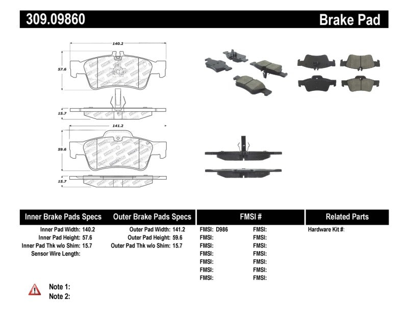 StopTech Performance Mercedes Benz Rear Brake Pads