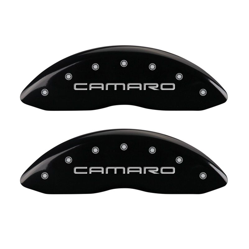 MGP 4 Caliper Covers Engraved Front & Rear Gen 4/Camaro Black finish silver ch