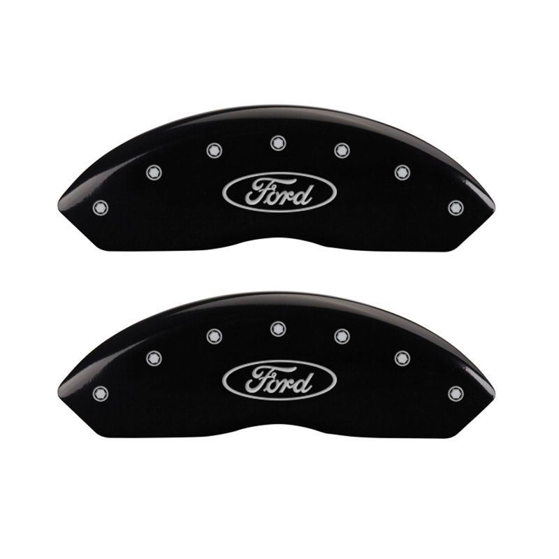 MGP Front set 2 Caliper Covers Engraved Front Oval logo/Ford Black finish silver ch