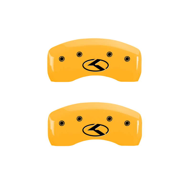 MGP 4 Caliper Covers Engraved Front & Rear Circle K/Kia Yellow finish black ch