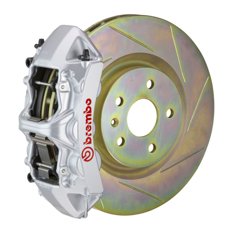 Brembo 05-14 Mustang GT Excl non-ABS Equipped Fr GT BBK 6Pist Cast 355x32 1pc Rtr Slot Type1-Silver