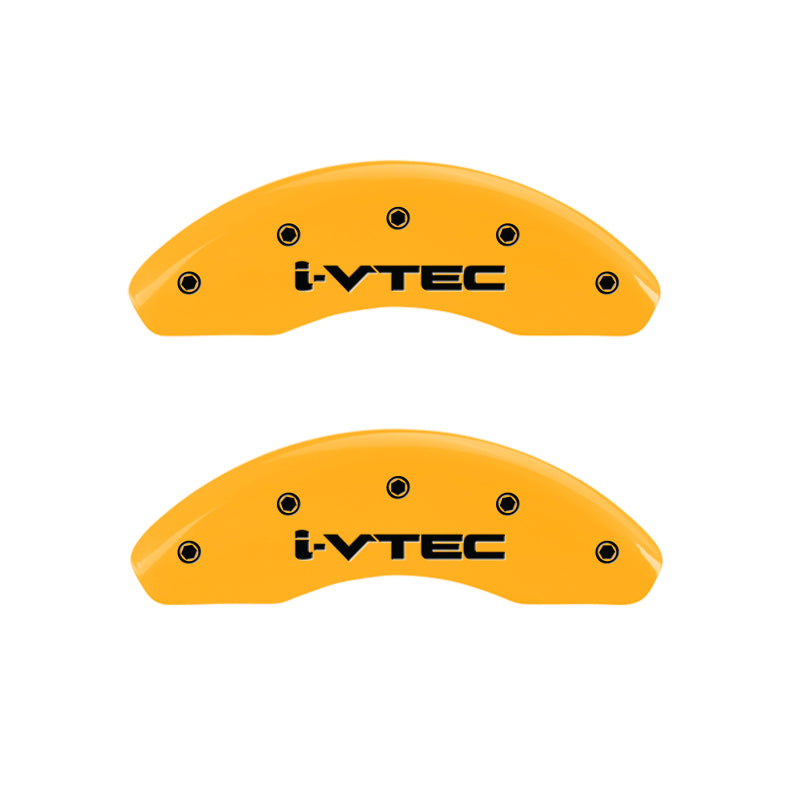 MGP 4 Caliper Covers Engraved Front & Rear I-Vtec Yellow Finish Black Char 2010 Honda Civic