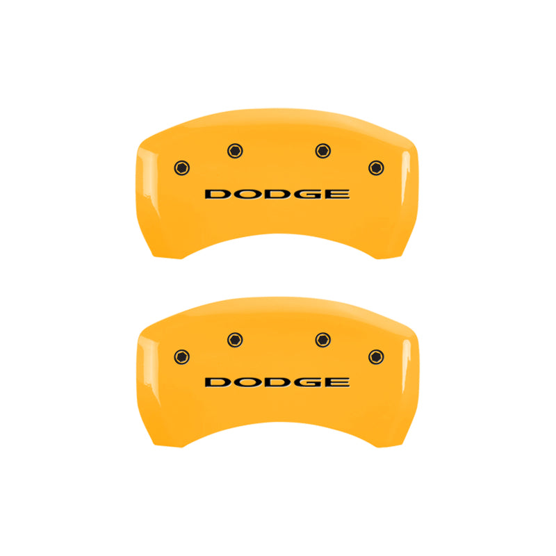 MGP 4 Caliper Covers Engraved Front & Rear With out stripes/Dodge Yellow finish black ch