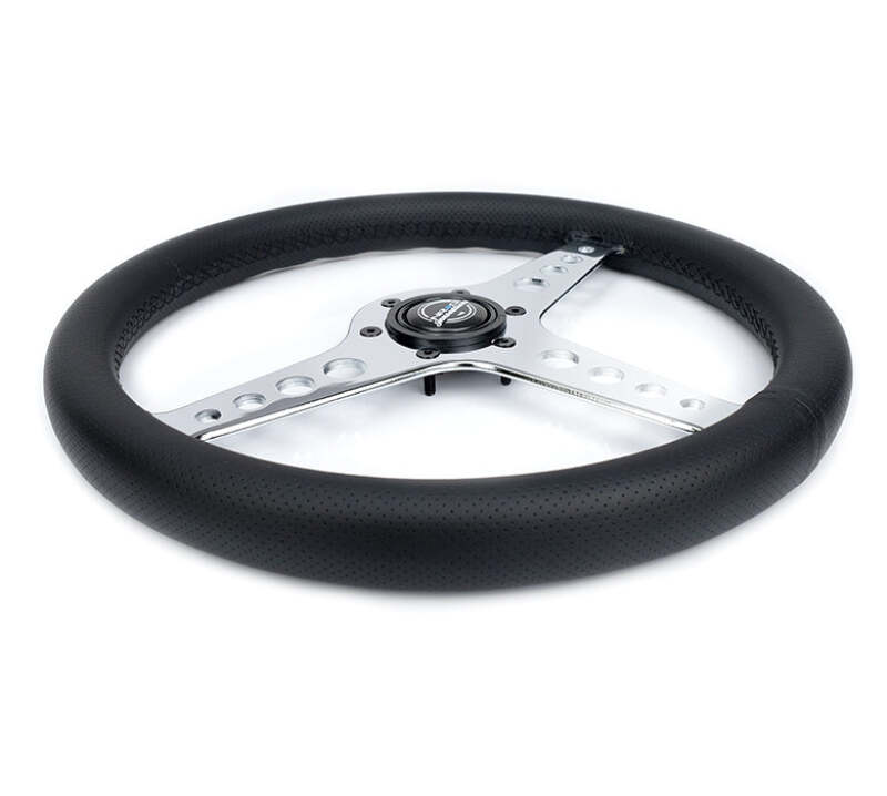 NRG Light Weight Gaming Steering Wheel - Driftz 350mm 3 Chrome Spokes Perforated Leather