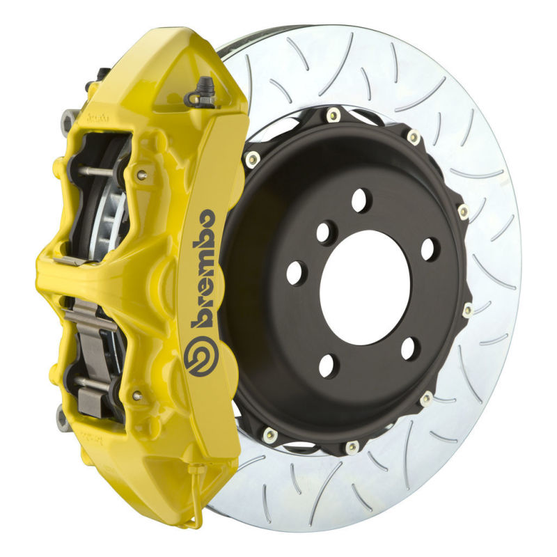 Brembo 05-14 Mustang GT Excl non-ABS Equipped Fr GT BBK 6Pist Cast 380x32 2pc Rtr Slot Type3-Yellow