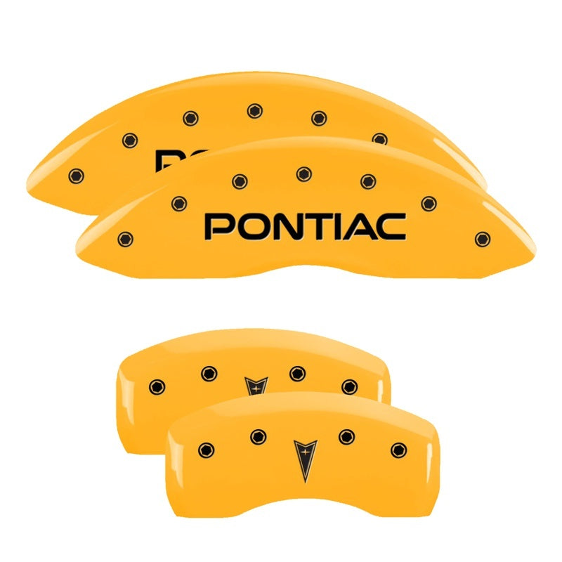 MGP 4 Caliper Covers Engraved Front Pontiac Rear Arrow Yellow Finish Black Char 2004 Pontiac GTO