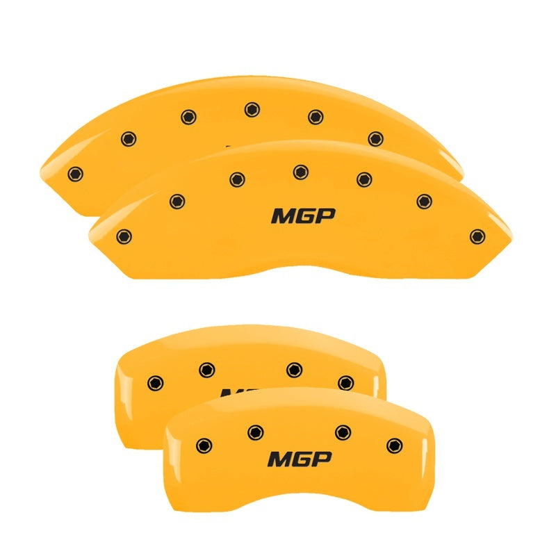 MGP 4 Caliper Covers Engraved Front & Rear Vtech Yellow Finish Black Char 2005 Acura TL