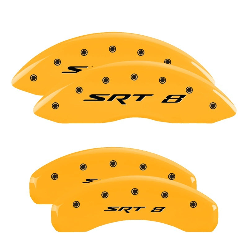 MGP 4 Caliper Covers Engraved Front & Rear SRT8 Yellow finish black ch