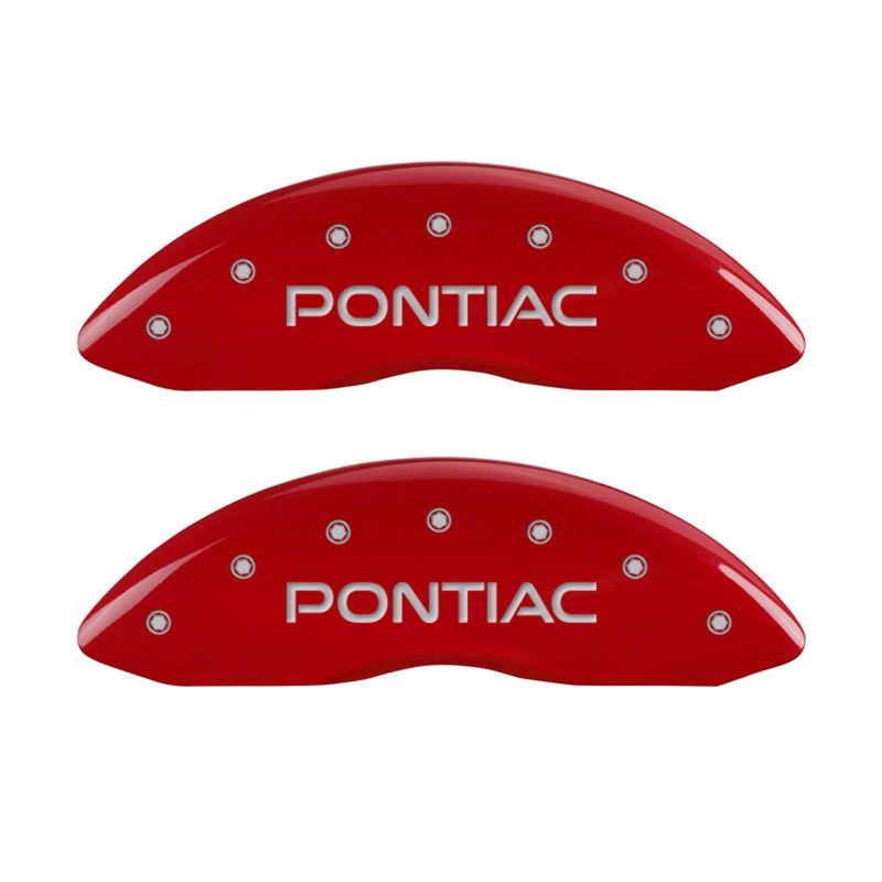 MGP 4 Caliper Covers Engraved Front & Rear Pontiac Red Finish Silver Char 2008 Pontiac G8