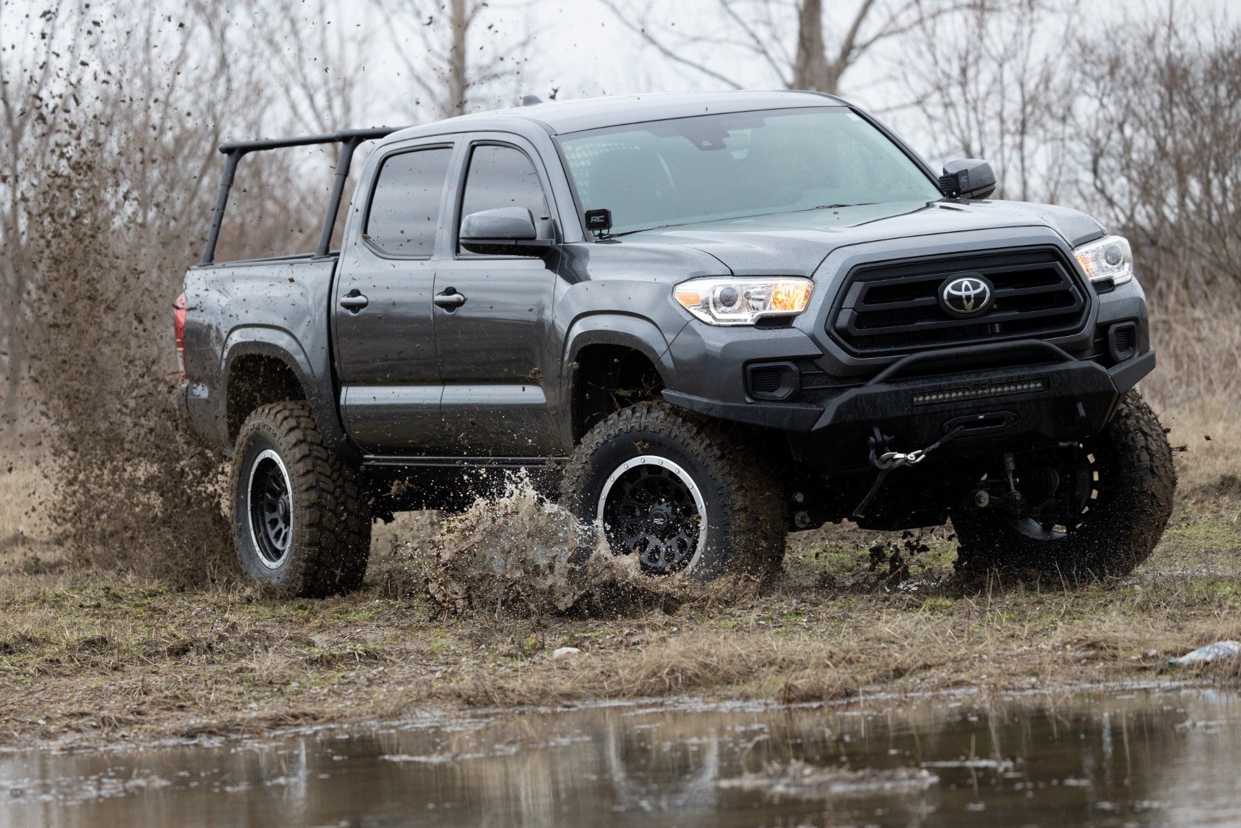 Rough Country PSR652110 Lighted Power Running Boards for 2005-2023 Tacoma Double Cab (No Drill)