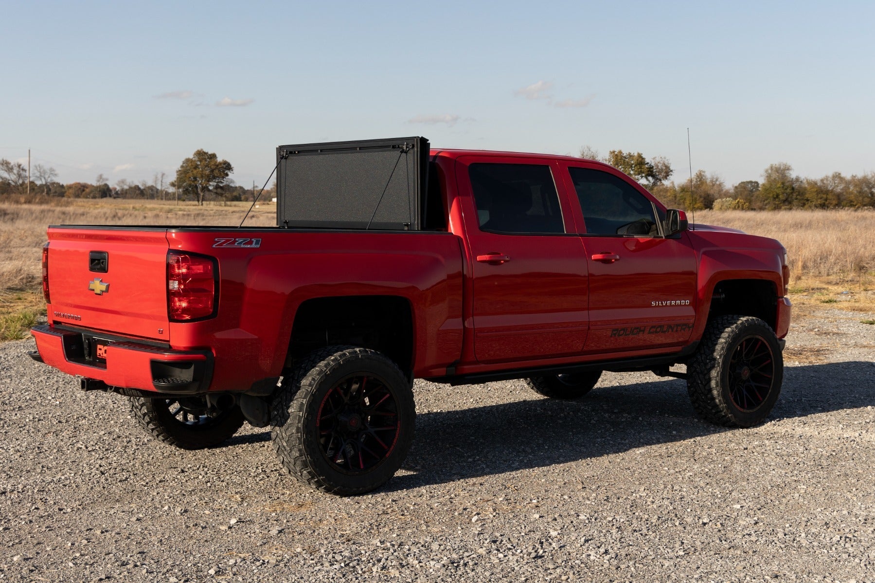 Rough Country Hard Tri Fold Aluminum Tonneau Cover for 2014-2019 GMC Sierra 1500 2500HD 3500HD