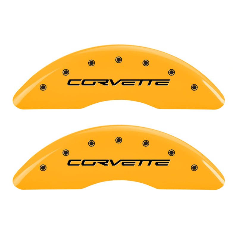 MGP 4 Caliper Covers Engraved Front & Rear C6/Corvette Yellow finish black ch