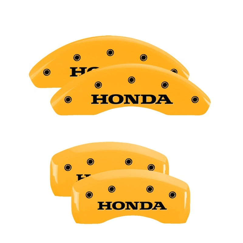 MGP 4 Caliper Covers Engraved Front & Rear Honda Yellow Finish Black Char 2005 Honda Accord