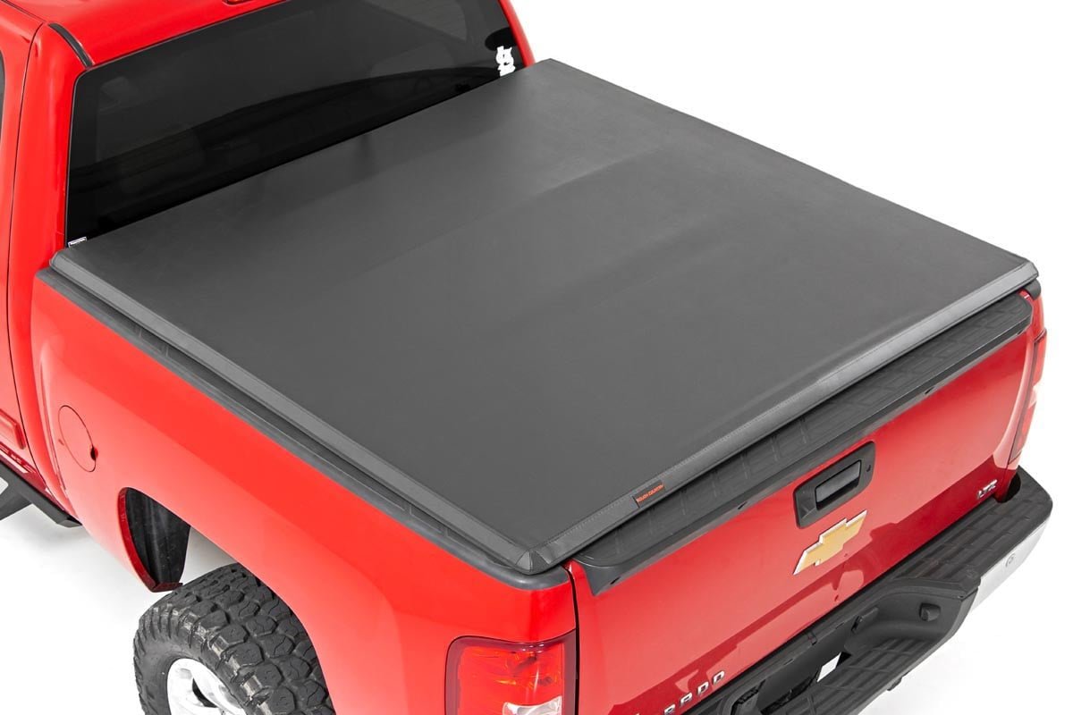 Rough Country 41207550 Tri-Fold Soft Tonneau Cover for 2007-2013 Silverado Sierra 2500HD 3500HD (5'9" Bed)