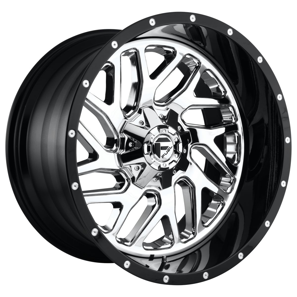 Fuel TRITON Chrome Plated Gloss Black Lip wheel view 2