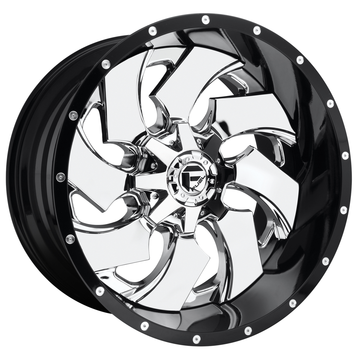 Fuel CLEAVER Chrome Plated Gloss Black Lip wheel view 4
