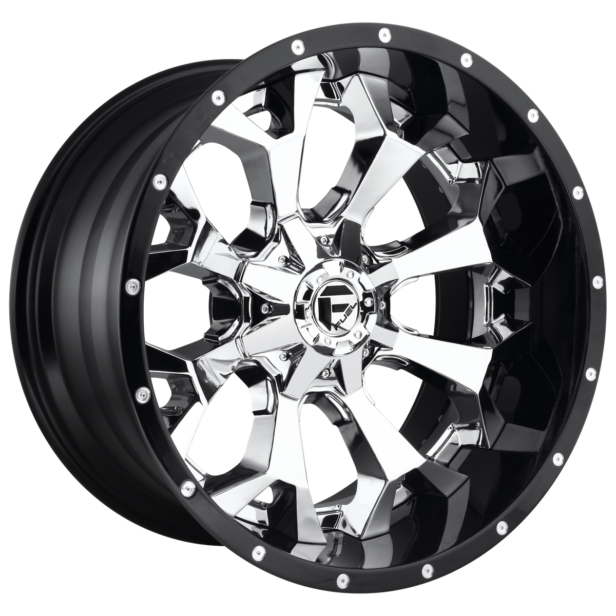 Fuel ASSAULT Chrome Plated Gloss Black Lip wheel view 2