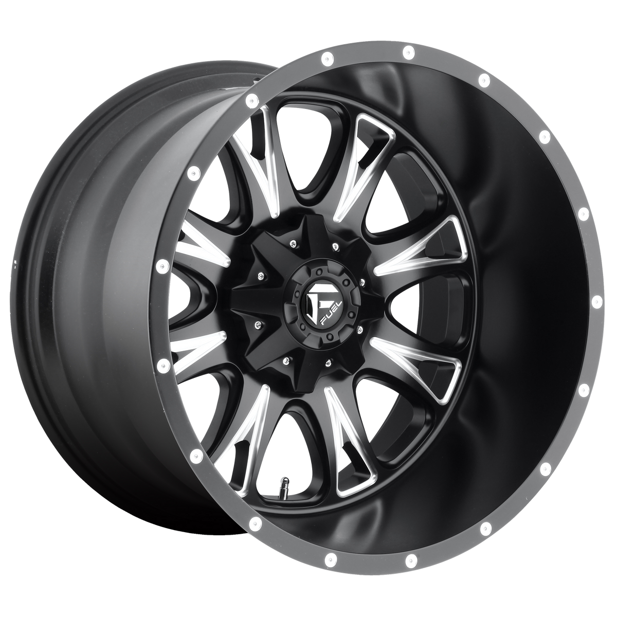 Fuel THROTTLE Matte Black Milled wheel view 3