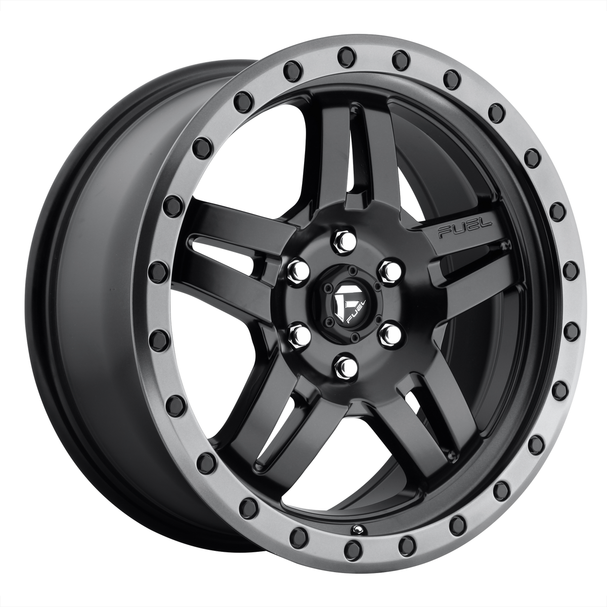 Fuel ANZA Matte Black Gun Metal Ring wheel view 2