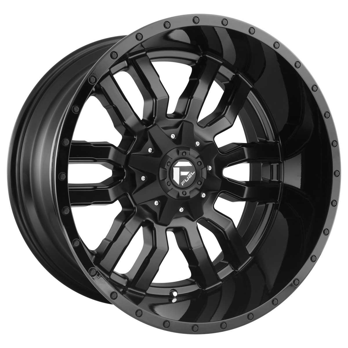 Fuel SLEDGE Matte Black Gloss Black Lip wheel view 2