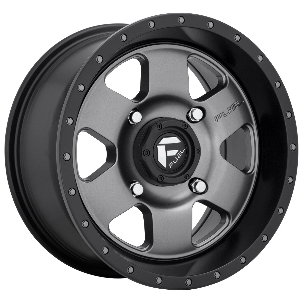 Fuel PODIUM Matte Gunmetal Black Bead Ring wheel view 2