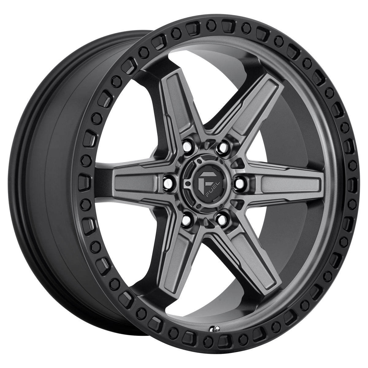 Fuel KICKER Matte Gunmetal Black Bead Ring wheel view 2