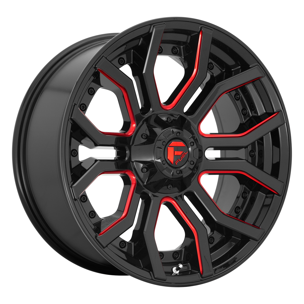 Fuel RAGE Gloss Black Red Tinted Clear wheel view 2