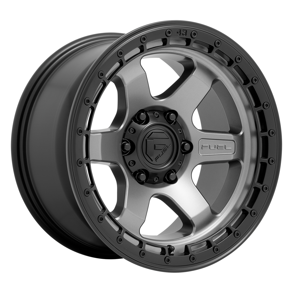 Fuel BLOCK Matte Gunmetal W/ Black Ring wheel view 2