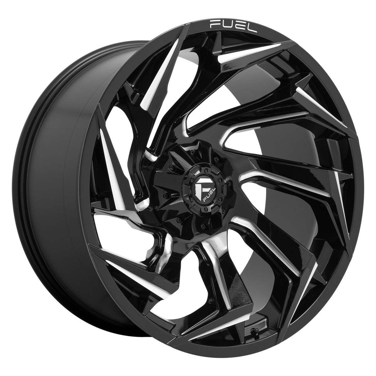 Fuel REACTION Gloss Black Milled wheel view 4