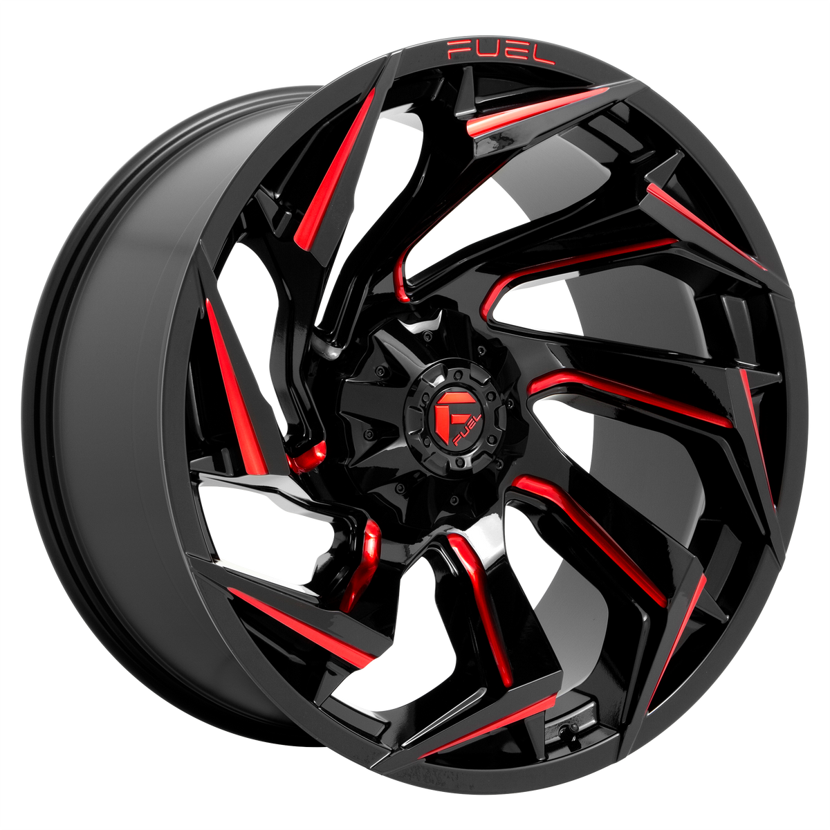 Fuel REACTION Gloss Black Milled W/ Red Tint wheel view 4
