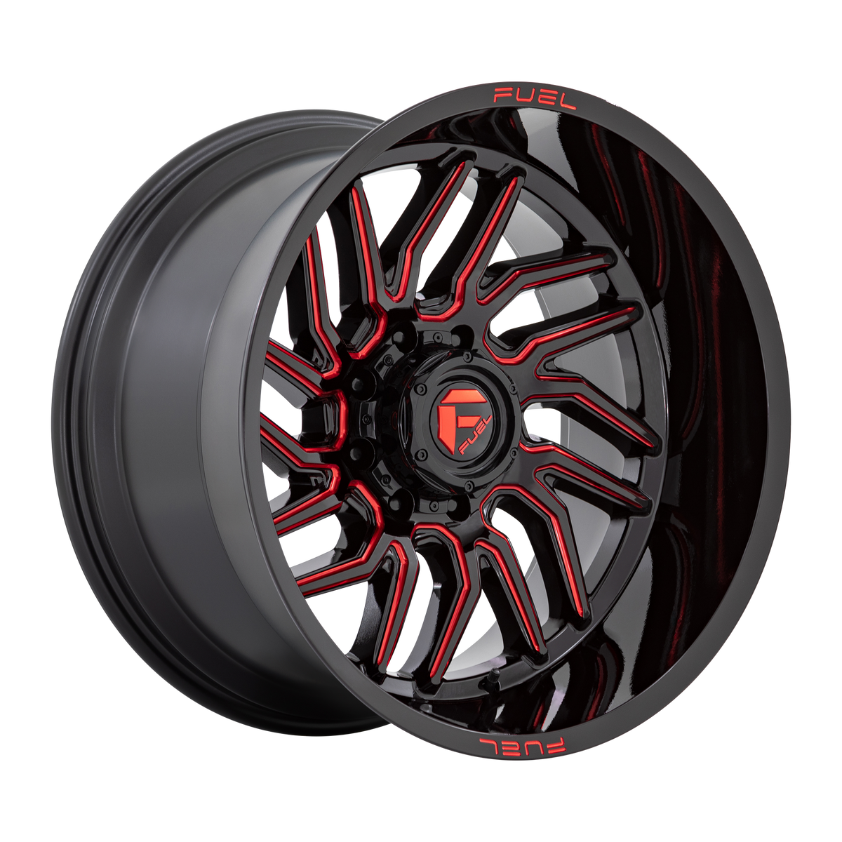 Fuel HURRICANE Gloss Black Milled Red Tint wheel