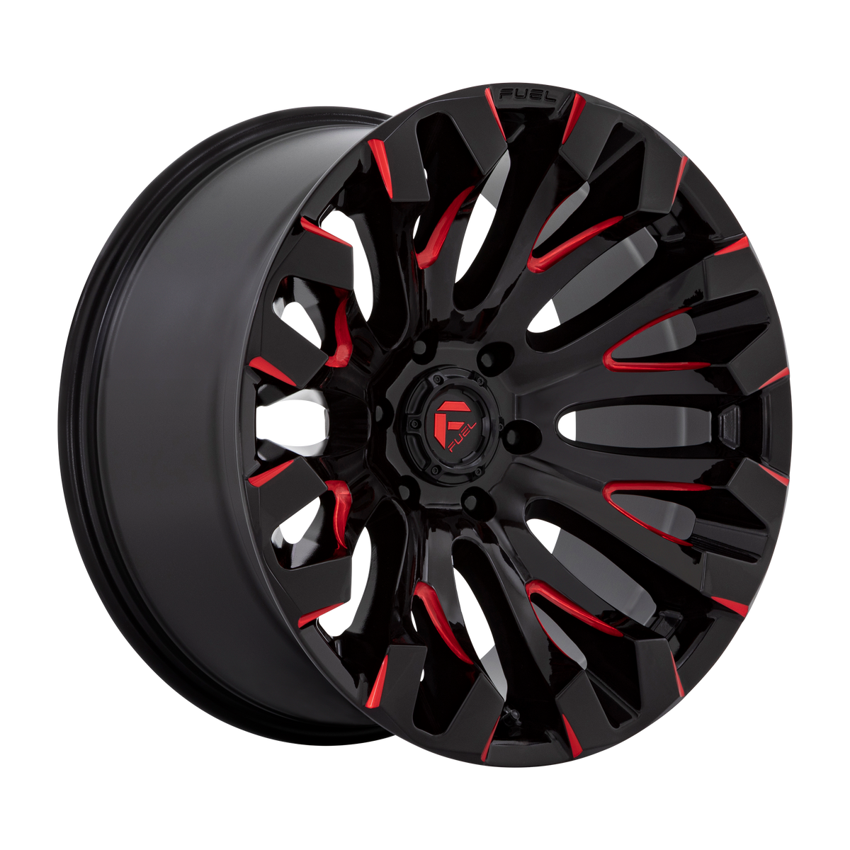 Fuel QUAKE Gloss Black Milled Red Tint wheel