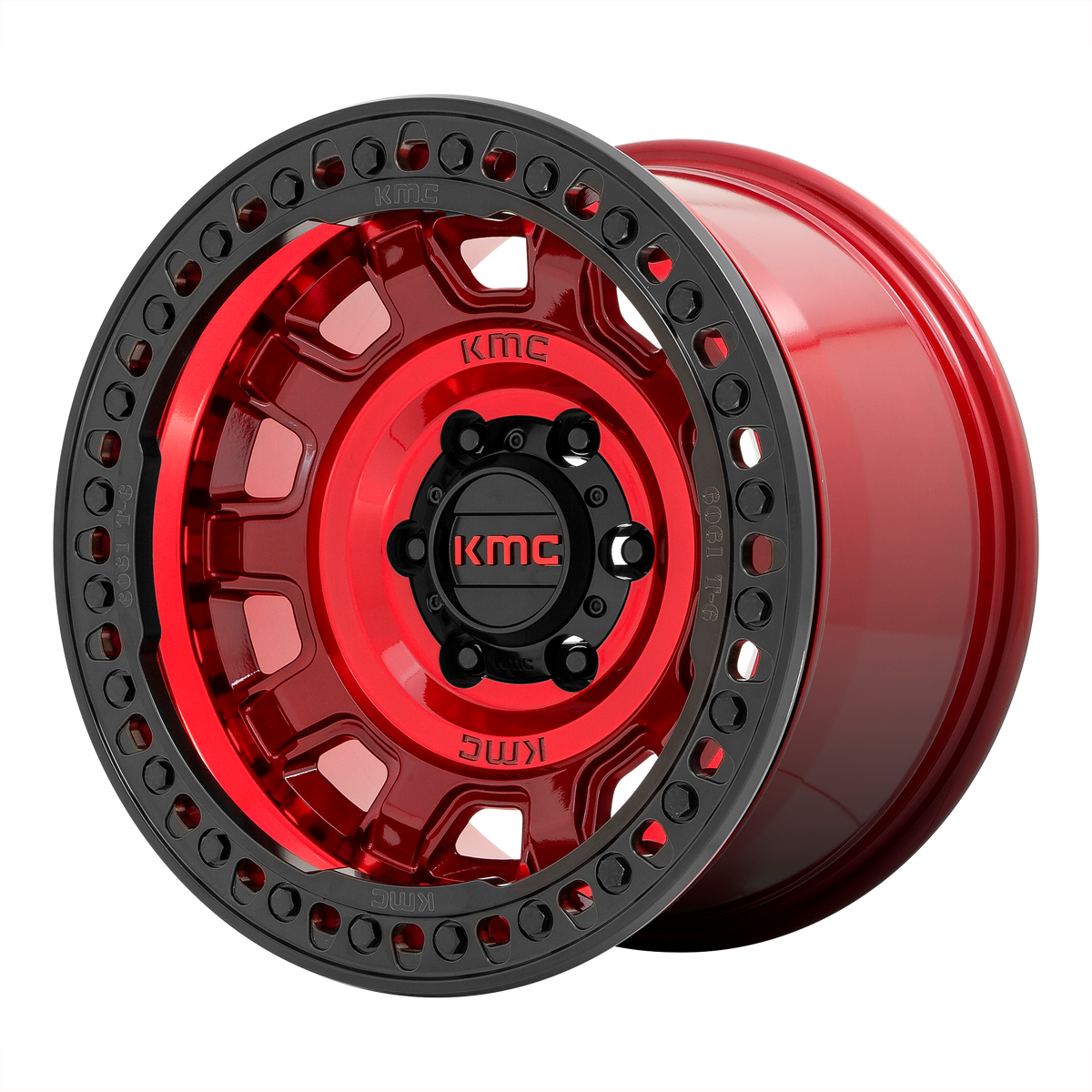 KMC TANK BEADLOCK Candy Red wheel view 2